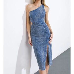 Flying Tomato One-Shoulder Blue Dress